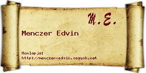 Menczer Edvin névjegykártya